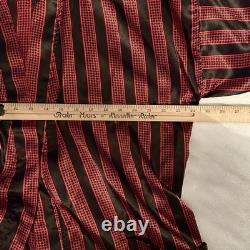 CHRISTIAN DIOR MONSIEUR Bath Dressing Robe Red Black Stripe Men OS Pockets Satin