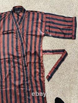 CHRISTIAN DIOR MONSIEUR Bath Robe Red Black Striped Men's One Size Fits All
