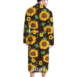 Cactus Sunflower Bathrobe for Men Shawl Robes Tie Pockets Kimono Robe Big & Tall