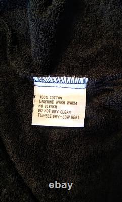 Caesars Atlantic City Greek Key Trim Terry Velour Black Long Bath/Spa Robe OSFA