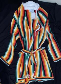 Casablanca Bathrobe Terry Cloth Men's XXXL 3XL Rainbow Stripe NWT Tennis Club
