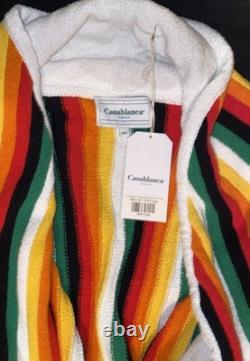 Casablanca Bathrobe Terry Cloth Men's XXXL 3XL Rainbow Stripe NWT Tennis Club