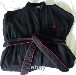Chadsworth & Haig Men's Luxe Spa Robe Mandarin Oriental Blk with Red Trim Belt XL