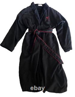 Chadsworth & Haig Men's Luxe Spa Robe Mandarin Oriental Blk with Red Trim Belt XL