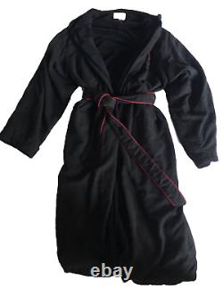 Chadsworth & Haig Men's Luxe Spa Robe Mandarin Oriental Blk with Red Trim Belt XL