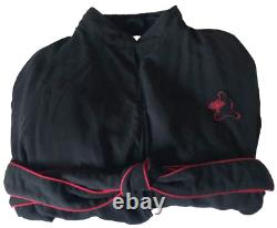 Chadsworth & Haig Men's Luxe Spa Robe Mandarin Oriental Blk with Red Trim Belt XL