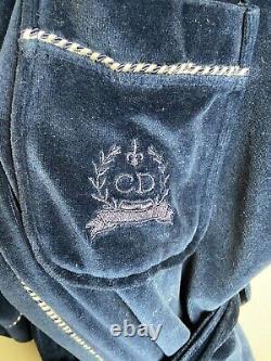 Christian Dior Monsieur Mens Bathrobe Blue One Size Solid Tie Front Pockets