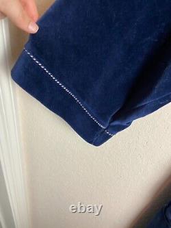 Christian Dior Monsieur Mens Bathrobe Blue One Size Solid Tie Front Pockets