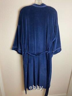 Christian Dior Monsieur Mens Bathrobe Blue One Size Solid Tie Front Pockets