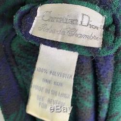 Christian dior Robe de Chambre Vintage Plaid Tartan Belted One Size Bathrobe