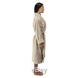 Comfy Robes Women's Deluxe 20 oz. Turkish Terry Bathrobe Beige Small/Medium