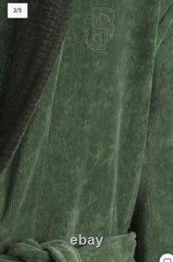 Cotton TERRY luxury BATH ROBE HUGO BOSS Double B Cyprus Green Dressing Gown M