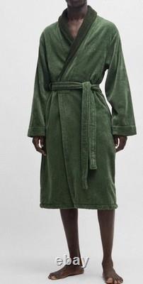Cotton TERRY luxury BATH ROBE HUGO BOSS Double B Cyprus Green Dressing Gown M
