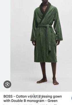 Cotton TERRY luxury BATH ROBE HUGO BOSS Double B Cyprus Green Dressing Gown M