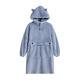 Cute Animal Ears Hooded Bathrobe Men Couples Flannel Warm Stretch Dressing Gown