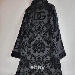 DOLCE&GABBANA Black Unisex Terry Cotton Bath Robe New