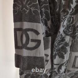 DOLCE&GABBANA Black Unisex Terry Cotton Bath Robe New