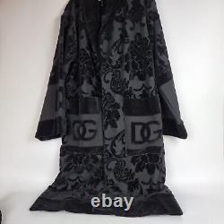 DOLCE&GABBANA Black Unisex Terry Cotton Bath Robe New