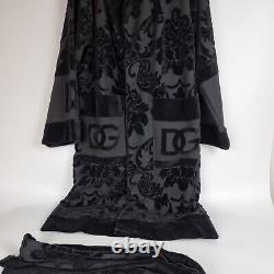 DOLCE&GABBANA Black Unisex Terry Cotton Bath Robe New