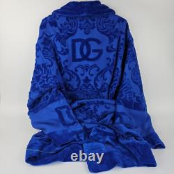 DOLCE&GABBANA Blue Unisex Terry Cotton Bath Robe New