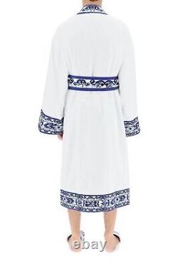 DOLCE & GABBANA Casa white & blue Blu Mediterraneo cotton bath robe authentic