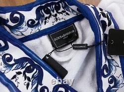 DOLCE & GABBANA Casa white & blue Blu Mediterraneo cotton bath robe authentic