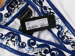 DOLCE & GABBANA Casa white & blue Blu Mediterraneo cotton bath robe authentic