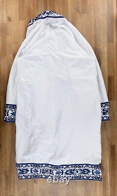 DOLCE & GABBANA Casa white & blue Blu Mediterraneo cotton bath robe authentic