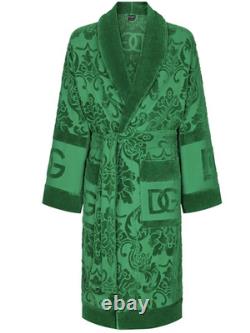 DOLCE&GABBANA Green Unisex Terry Cotton Bath Robe New