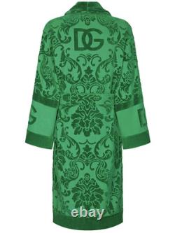 DOLCE&GABBANA Green Unisex Terry Cotton Bath Robe New