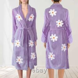 Daisy Stylish Falling Flower Kimono in Pink Purple Blue Bath Robe Womens