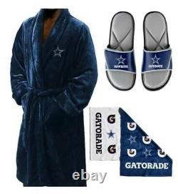 Dallas Cowboys L/XL Silk Touch Men's Bath Robe with Towel & Sandals (11-12)