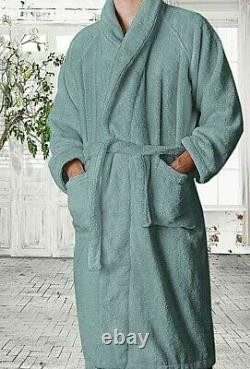 Daniel Hechter Zero Twist Terry Towel 100% Cotton Bathrobe Gown, Slate Green