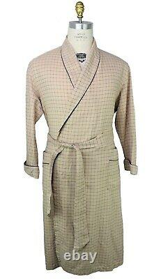 Daniel a. Hanson Beige With Red & Blue Geometric Made in England Bath Robe XL