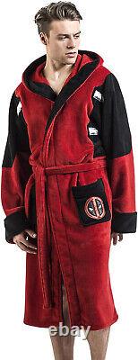 Deadpool Marvel Fleece Adult Dressing Gown Bathrobe Red One Size