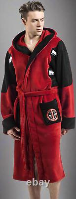 Deadpool Marvel Fleece Adult Dressing Gown Bathrobe Red One Size