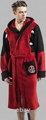 Deadpool Marvel Fleece Adult Dressing Gown Bathrobe Red One Size