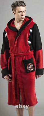 Deadpool Marvel Fleece Adult Dressing Gown Bathrobe Red One Size