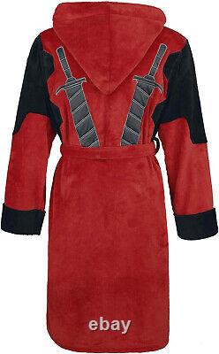 Deadpool Marvel Fleece Adult Dressing Gown Bathrobe Red One Size