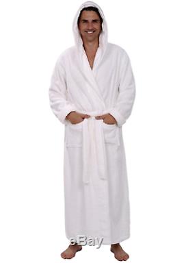 Del Rossa Mens Turkish Terry Cloth Robe Long Cotton Hooded Bathrobe Large XL New