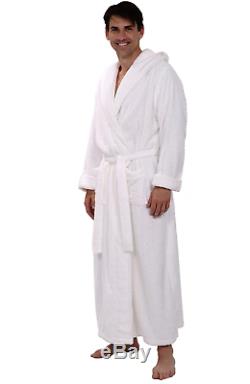 Del Rossa Mens Turkish Terry Cloth Robe Long Cotton Hooded Bathrobe Large XL New