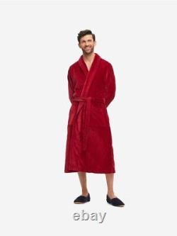 Derek Rose Men's Bathrobe Triton 10 Terry Pure Cotton Wine Size Medium