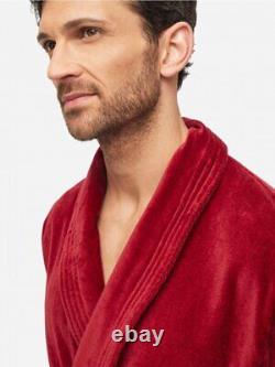 Derek Rose Men's Bathrobe Triton 10 Terry Pure Cotton Wine Size Medium