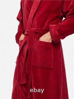 Derek Rose Men's Bathrobe Triton 10 Terry Pure Cotton Wine Size Medium