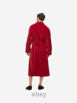 Derek Rose Men's Bathrobe Triton 10 Terry Pure Cotton Wine Size Medium