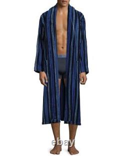 Derek Rose Men's Velour Gown Aston 34 Cotton Velour Navy Blue Sz L $275 MSRP