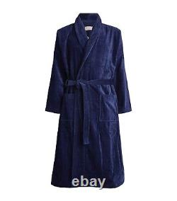 Derek Rose Triton 10 Cotton Velour Navy Towelling Bathrobe Dressing Gown Size S