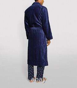 Derek Rose Triton 10 Cotton Velour Navy Towelling Bathrobe Dressing Gown Size S