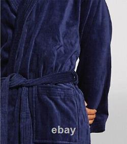 Derek Rose Triton 10 Cotton Velour Navy Towelling Bathrobe Dressing Gown Size S