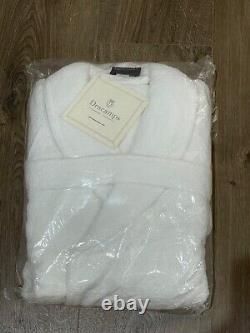 Descamps La Moussouse Shawl Bathrobe, 100% Egyptian Cotton, White, Size XL